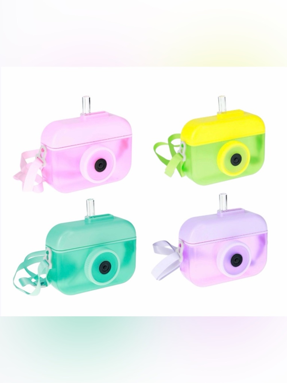 Colorful Water Bottle with Straw - Pastel Multi-Color